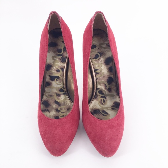 SAM EDELMAN Yasmine Red Suede Pumps Size 5.5 - Picture 4 of 7